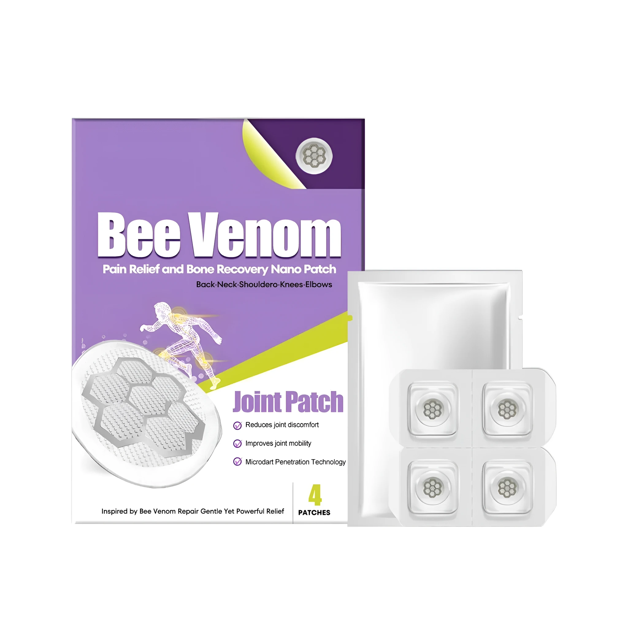 Joint Soothing And Maintenance Patch with bee venom and mint leaves, 4 patches pack
