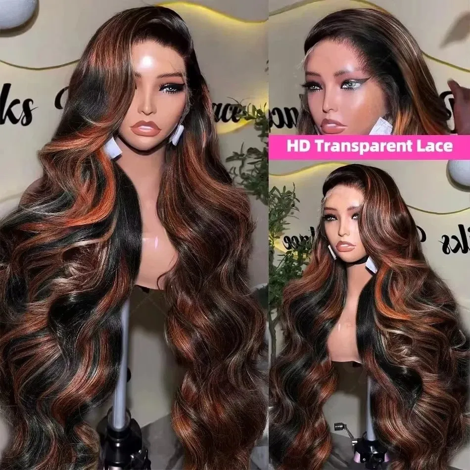 Gradient colour big wave high-temperature fiber wig in brown natural style for any skin colour