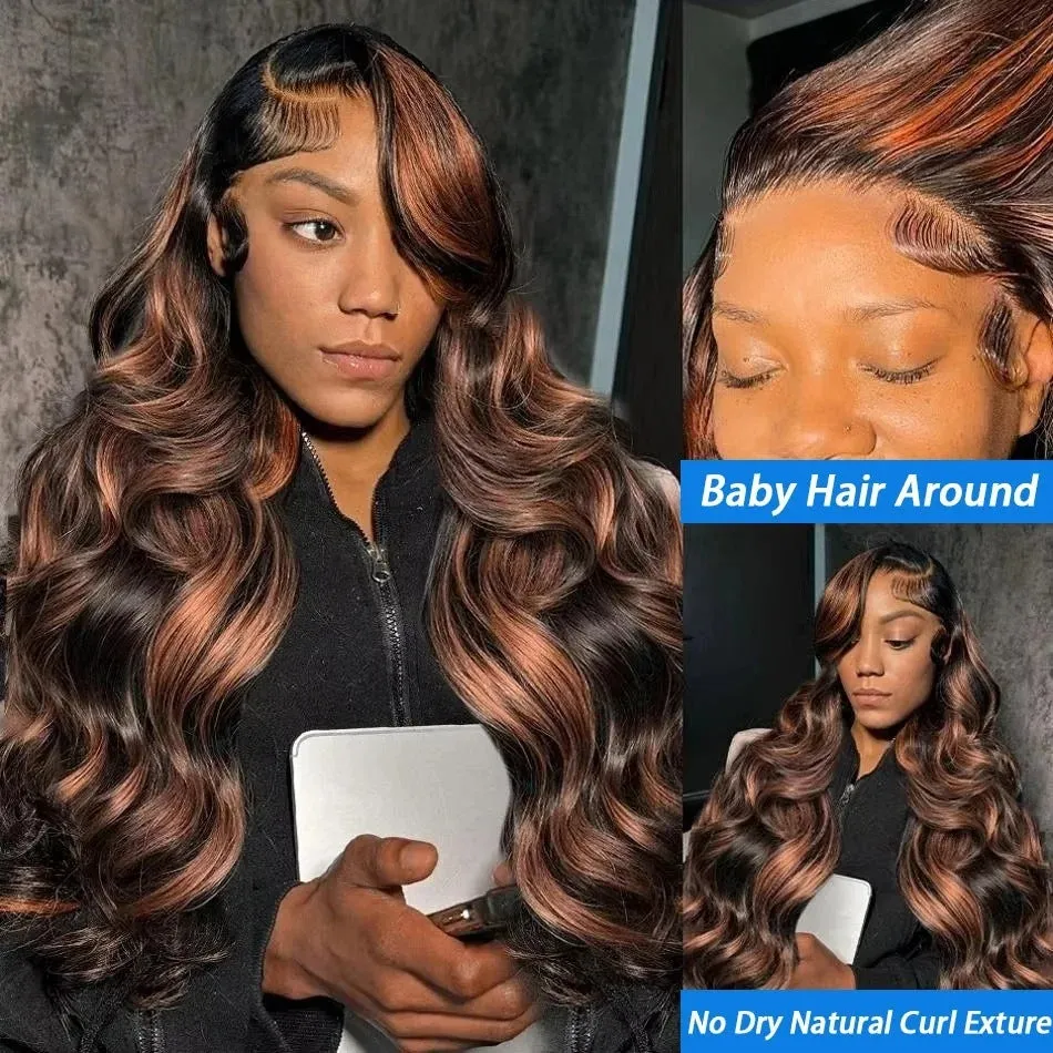 Gradient colour big wave high-temperature fiber wig in brown natural style for any skin colour