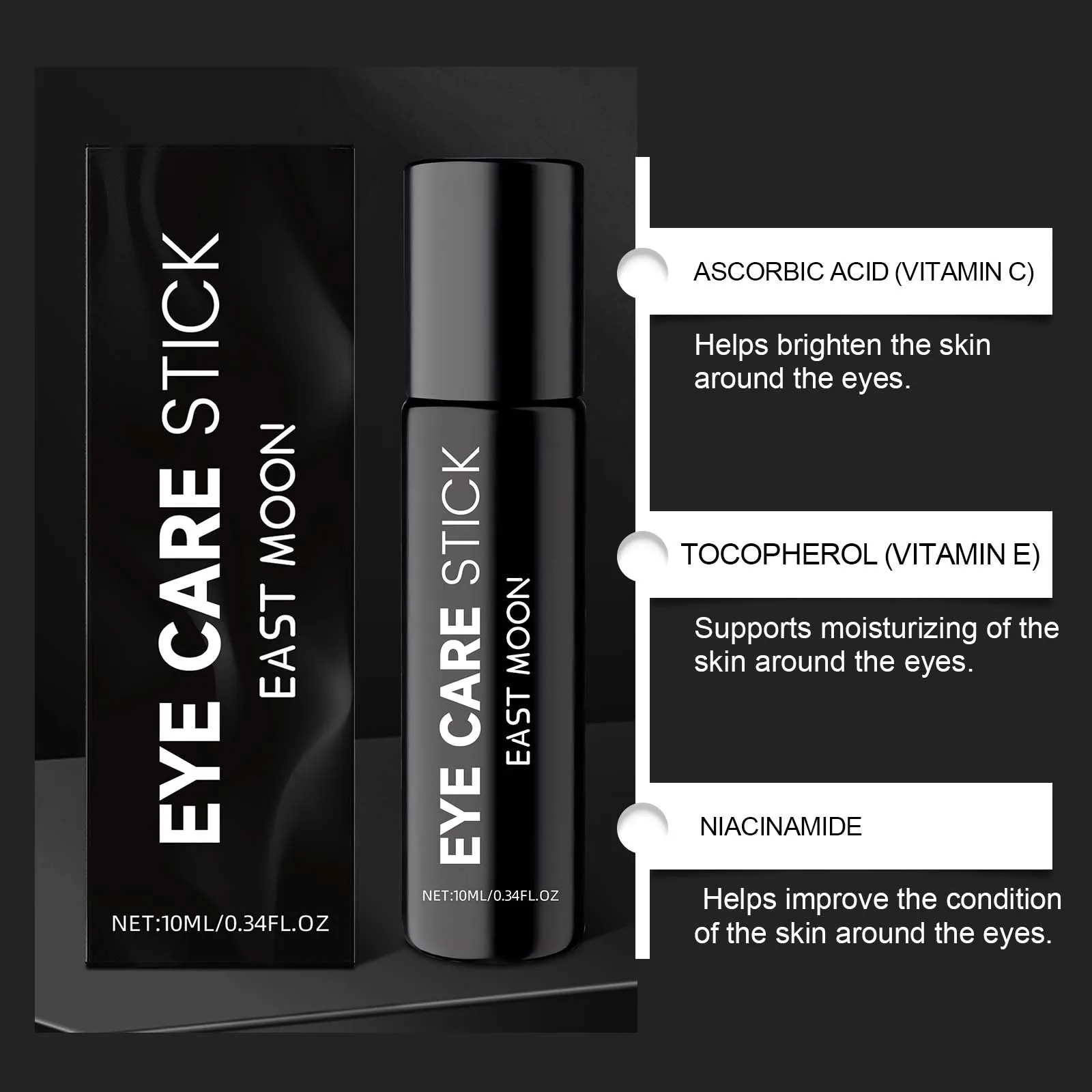 Skin moisturizing eye cream 10ml tube with vitamin C and E, product size 2x2x8.5cm