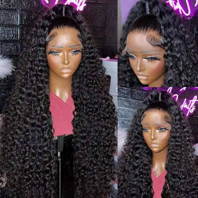 Fashion front lace synthetic wig with long curly hair and side bangs, available in multiple colours and sizes for ladies