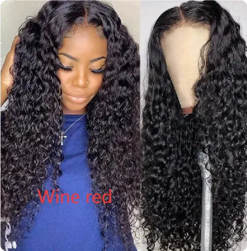 Fashion front lace synthetic wig with long curly hair and side bangs, available in multiple colours and sizes for ladies