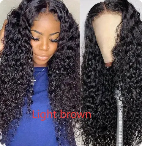 Fashion front lace synthetic wig with long curly hair and side bangs, available in multiple colours and sizes for ladies