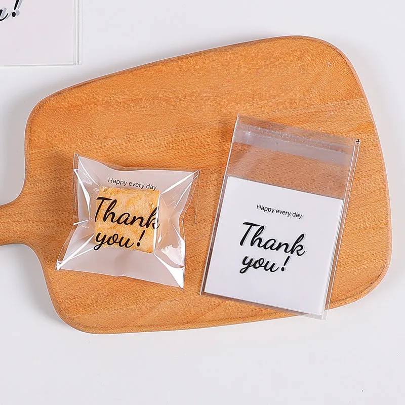 Self-adhesive OPP packaging bag for snowflake cookies, 10x10 cm, moisture-proof, clear simple style