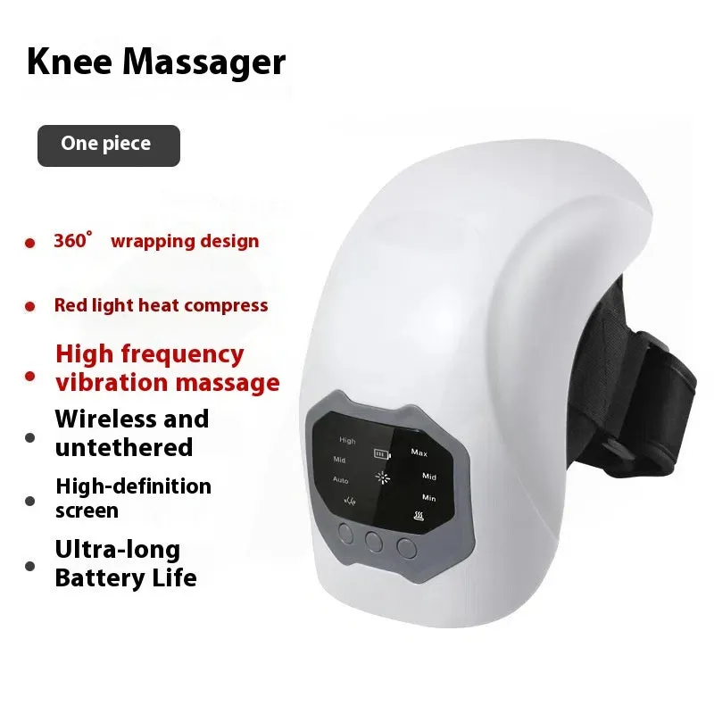 Wireless knee massager Moonlight White with red light heating and USB charging pad