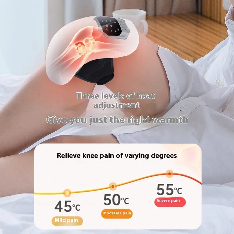 Wireless knee massager Moonlight White with red light heating and USB charging pad