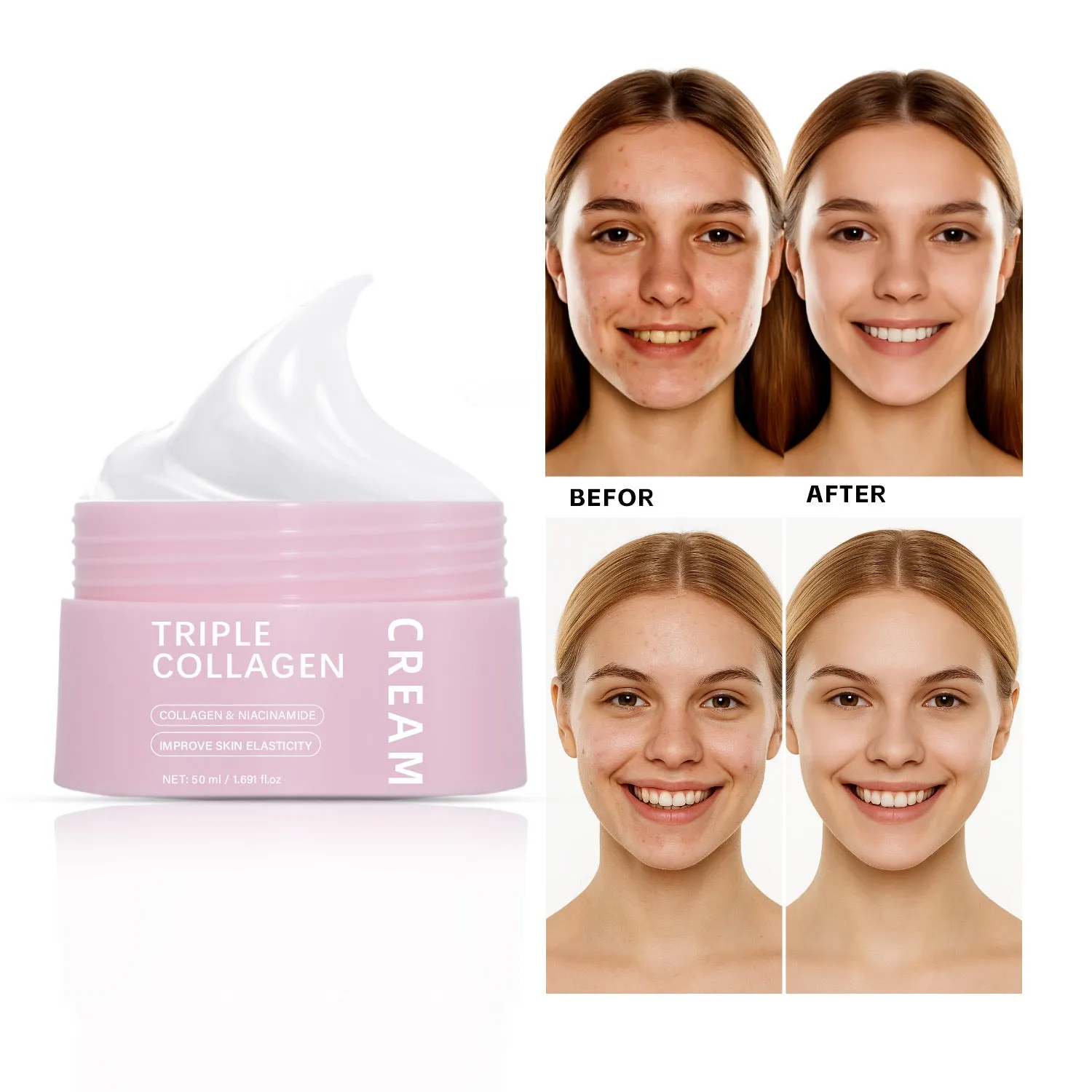 Triple Collagen Egg White Icing face cream 50ml neutral package front view