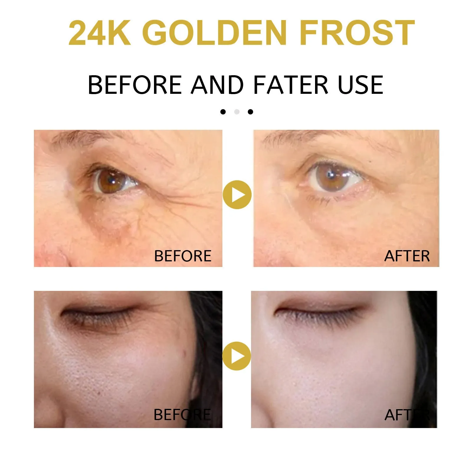 24K gold facial skin cream in 50g box with anti-ageing ingredients Oligopeptide-1 and Retinol