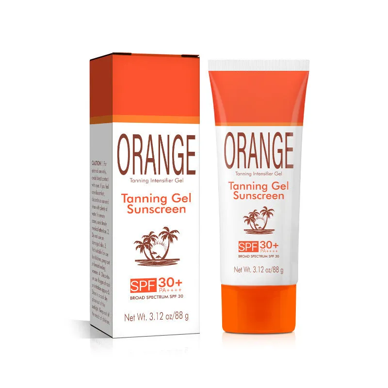 Black tube of sun tanning protective gel 88g orange colour for wheat skin UV isolation
