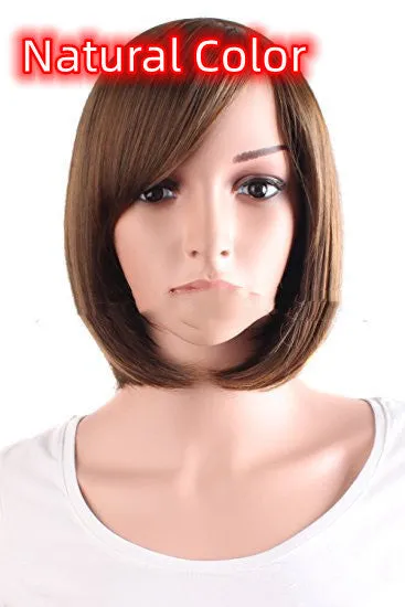 Short hair wig for women in natural colour, high-temperature fibre, realistic fashion style