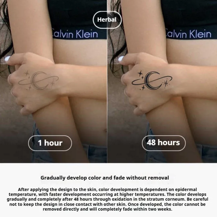 Waterproof herbal tattoo sticker with star ring moon design for temporary body art