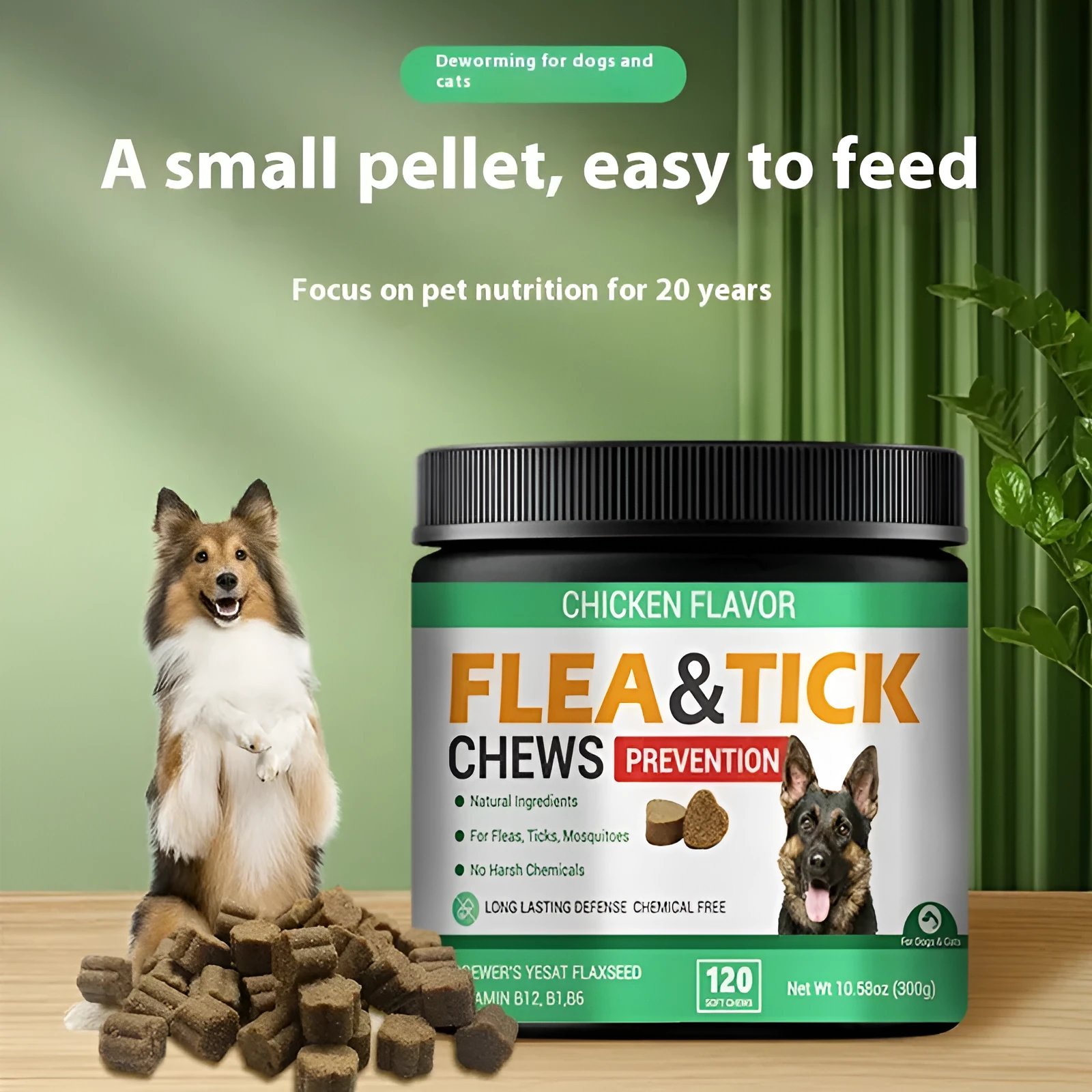 Dog itching relief health supplement 300g bottle with natural ingredients for canine skin care