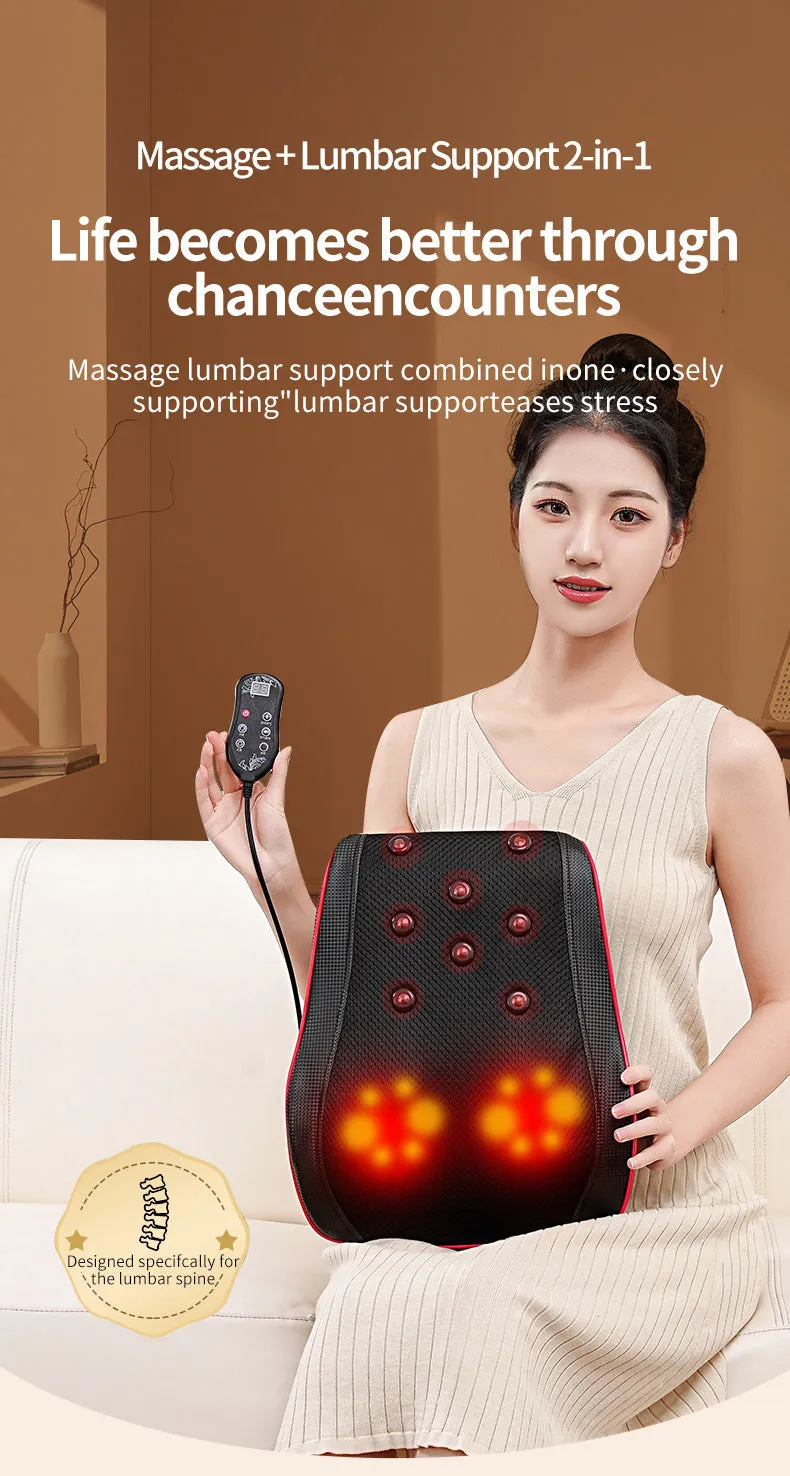 Multi functional red PU leather waist massager with remote control and over six massage heads for neck and back relief