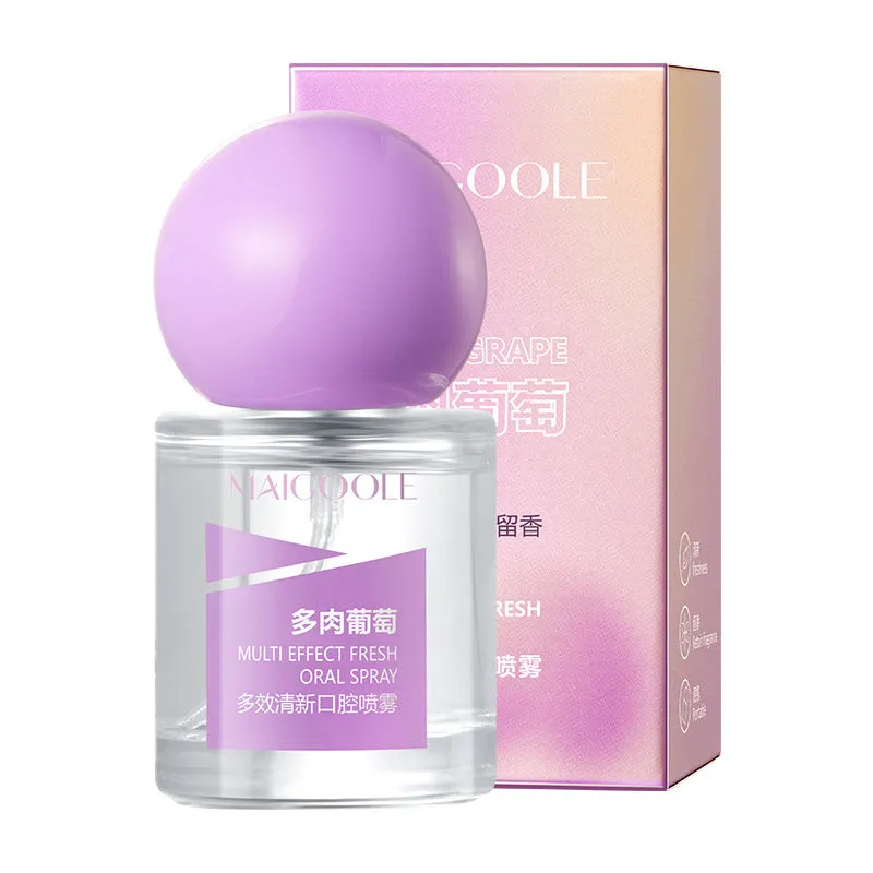 Multi-effect oral spray 15ml portable plastic bottle in four flavours sea salt mint peach oolong longjing green succulent grape