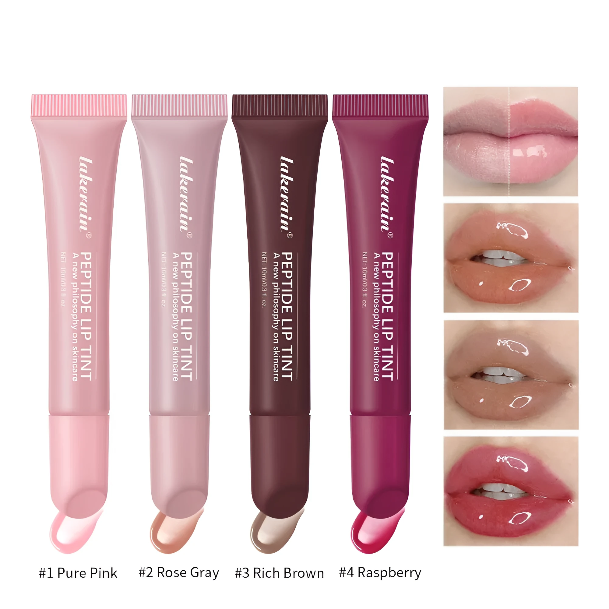 Polypeptide hydrating lipstick 10ml in four colour options for moisturising lip care