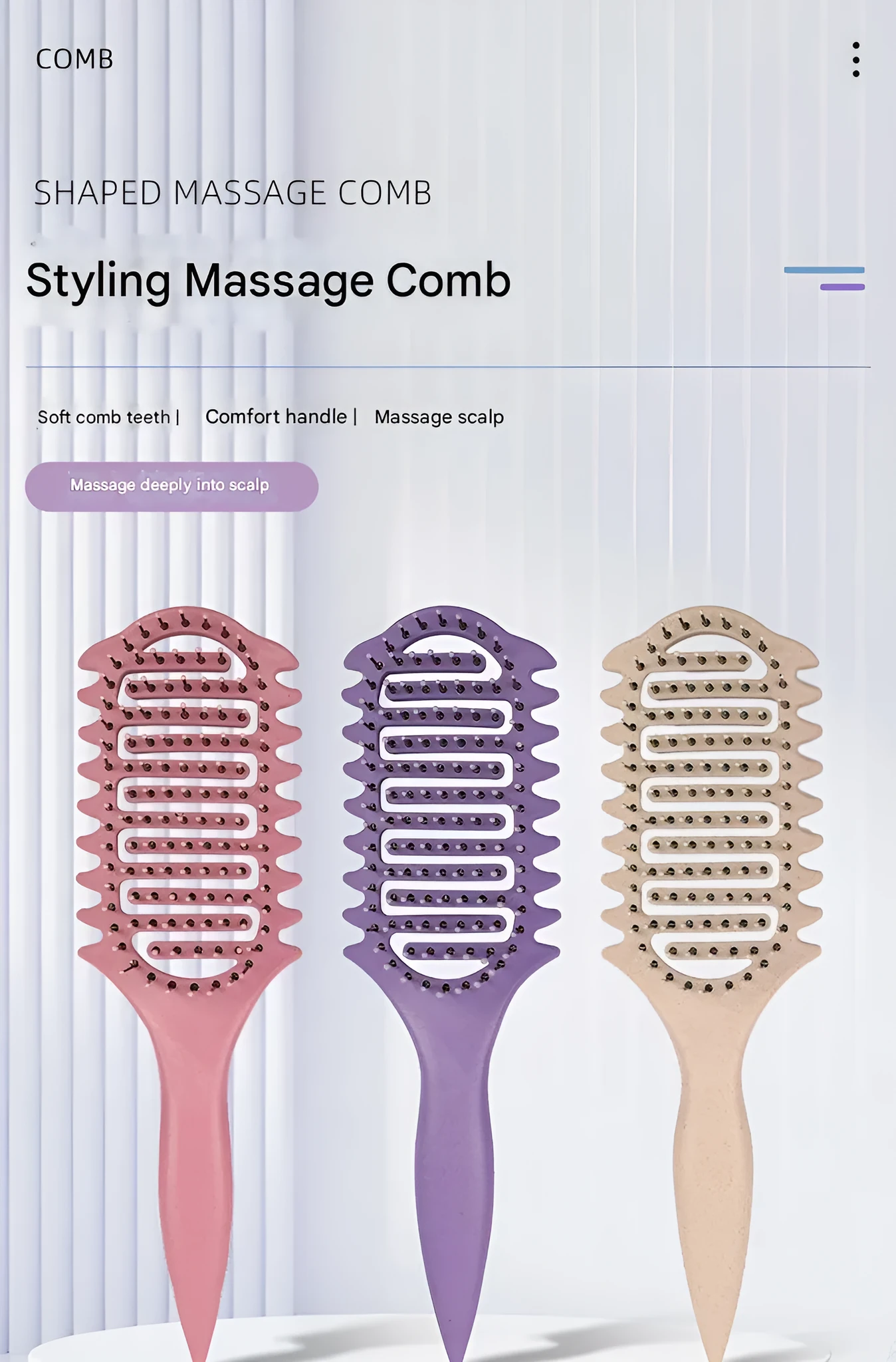 Bounce curl defining styling comb in black with hollow design for wet and dry use