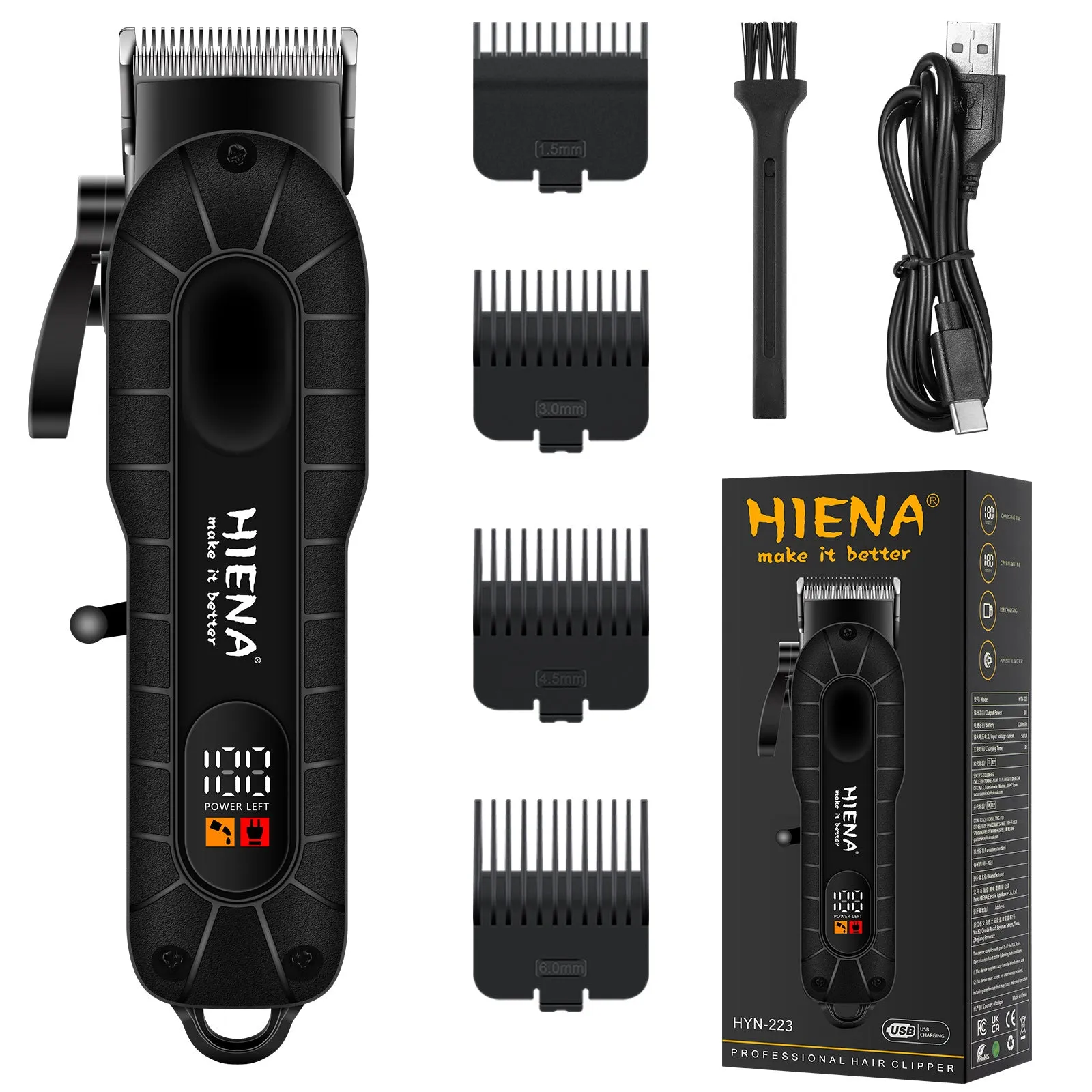 Retro barber electric shaver set rechargeable low noise below 36dB cordless hair clipper multiple colours