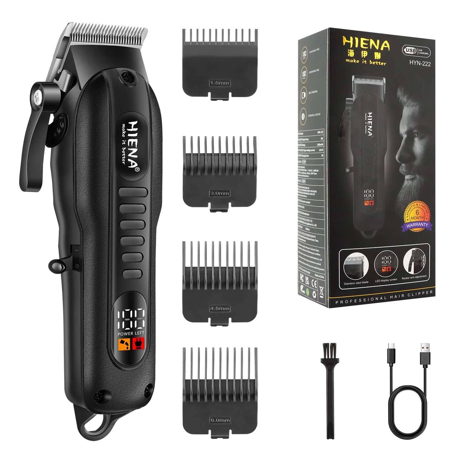 Retro barber electric shaver set rechargeable low noise below 36dB cordless hair clipper multiple colours