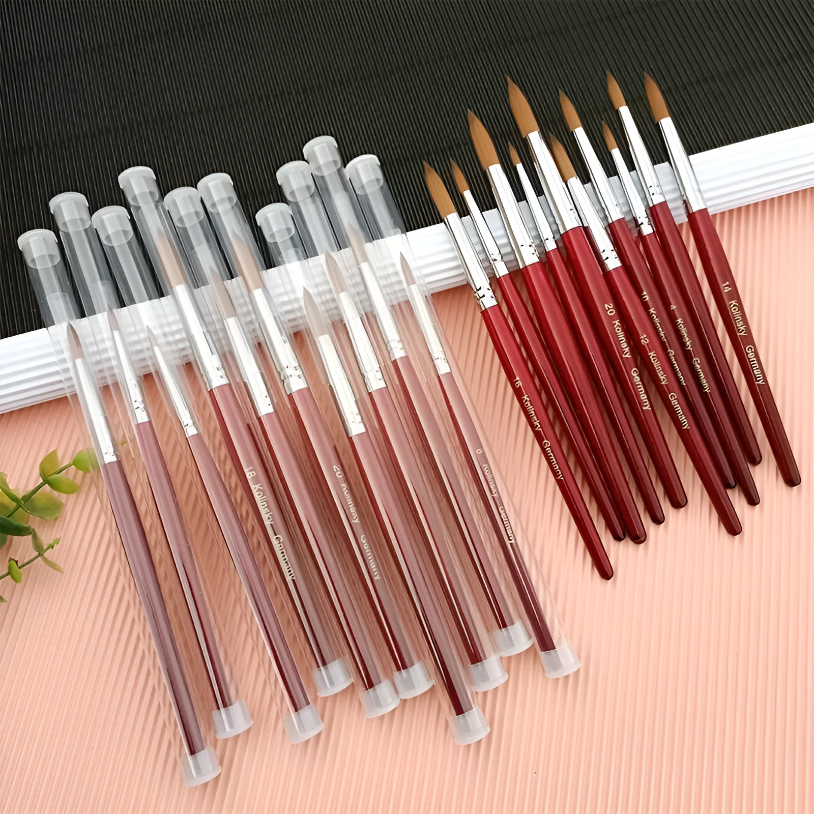 Rosewood nail art crystal pen with round tip on a wooden surface