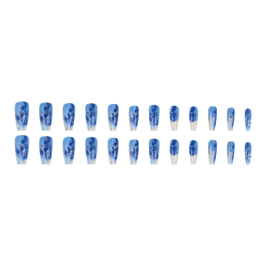 24-piece wearable nail patch set with glue, assorted floral, love and ballet designs
