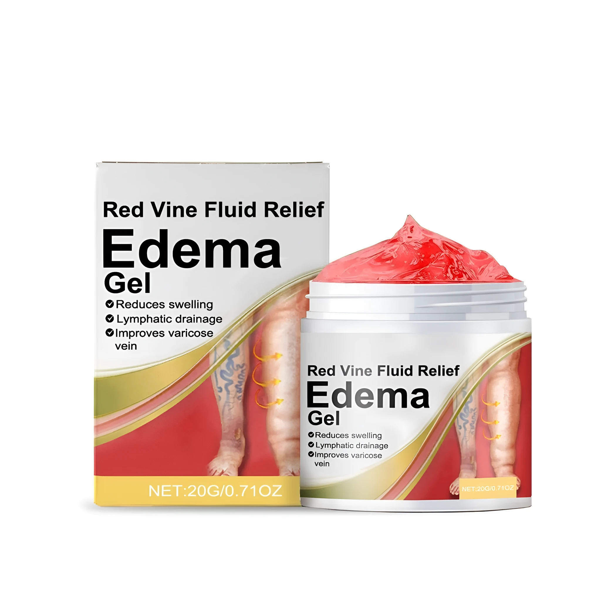 20g tube of Soothing Edema Gel with menthol, red grapevine and mint leaves for leg swelling relief
