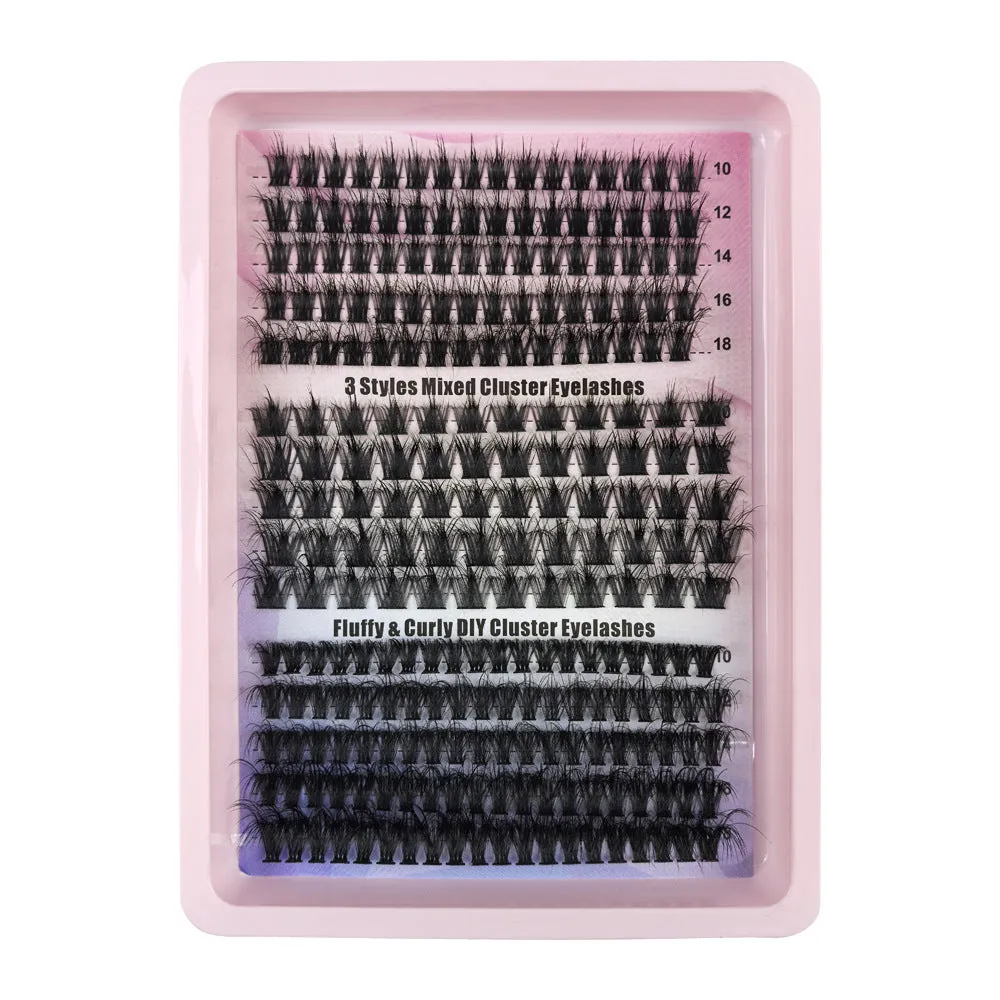 Large mixed false eyelash set in storage box with multiple style options