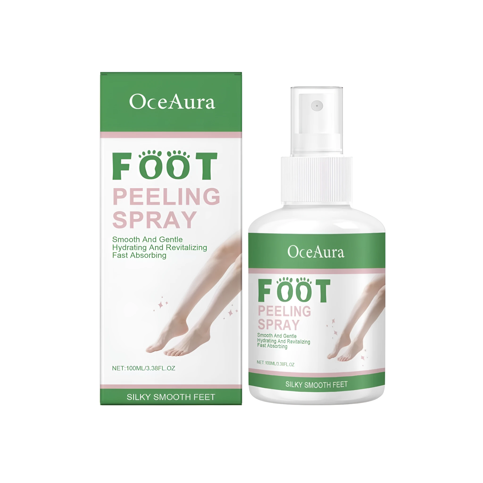 Foot exfoliating spray in 100ml bottle with salicylic acid and hyaluronic acid for dead skin removal