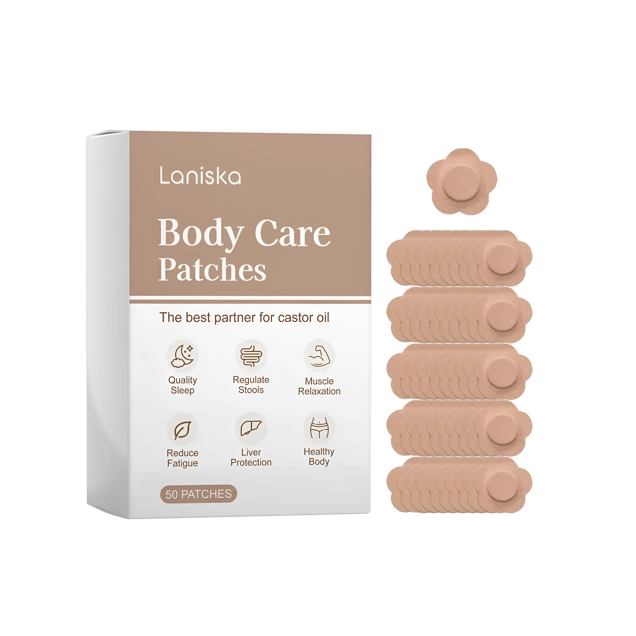 Body Care Patches pack of 50 with castor oil and mint leaves for targeted skin care
