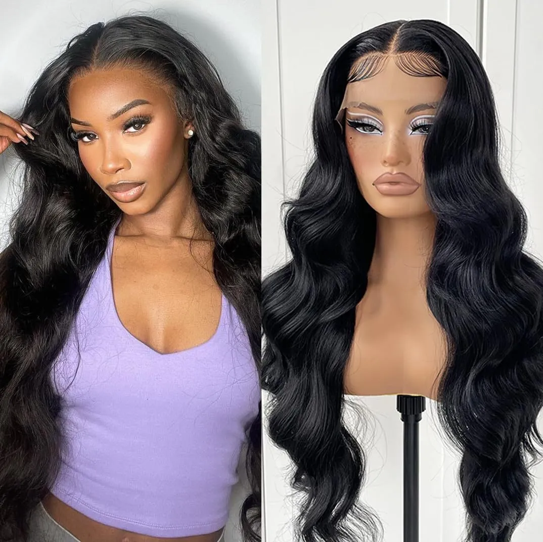 Lace big wave wig for women, dark brown, high temperature silk, 18 inch length, 13x4 lace front