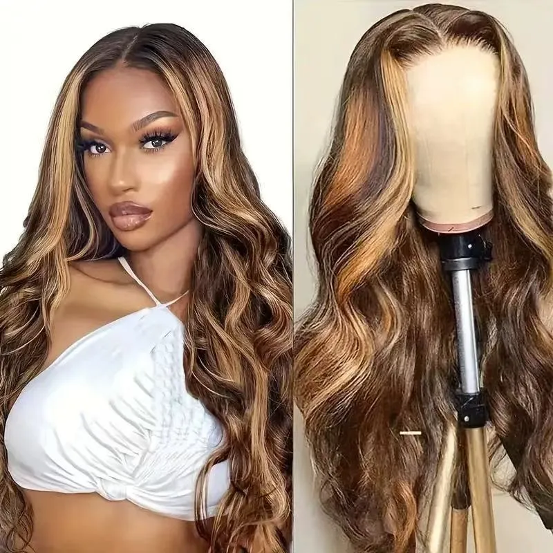 Lace big wave wig for women, dark brown, high temperature silk, 18 inch length, 13x4 lace front