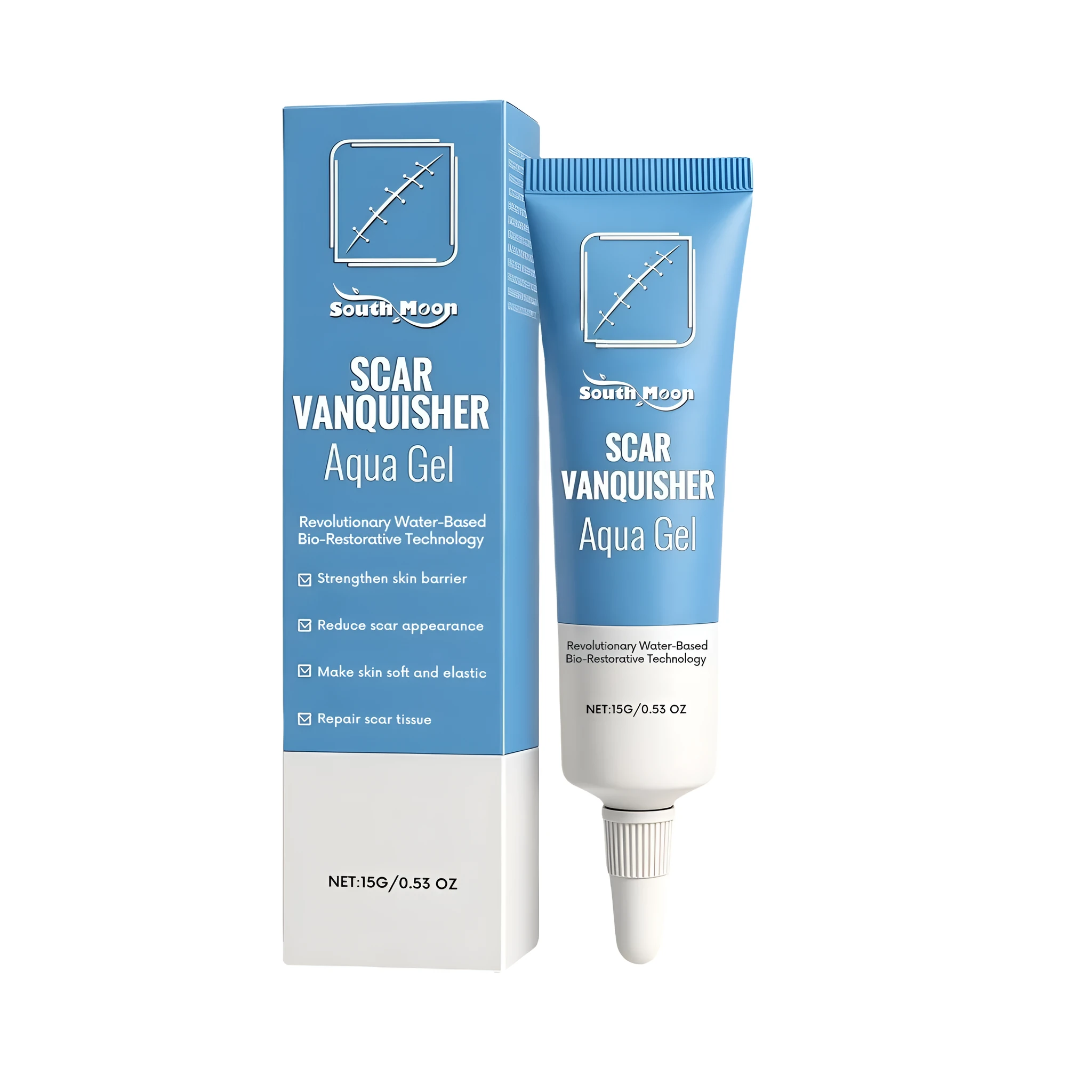 Scar Vanquisher Aqua Gel scar nourishing gel 15g tube with aloe leaf and centella asiatica