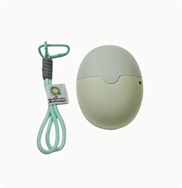 Removable silicone roller ball cream applicator in blue with lanyard, 111x86x50mm, for face and body skincare