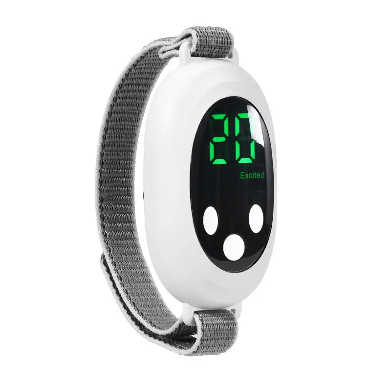 Micro-current hand-held soothing instrument in green, with digital display and rechargeable battery