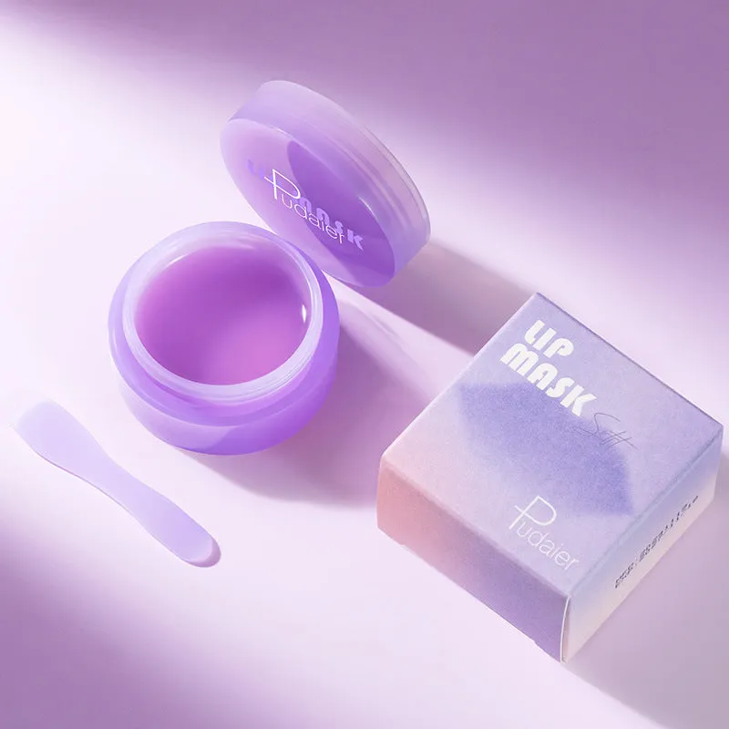 Box containing a 10ml exfoliating and moisturising lip balm with an application scraper