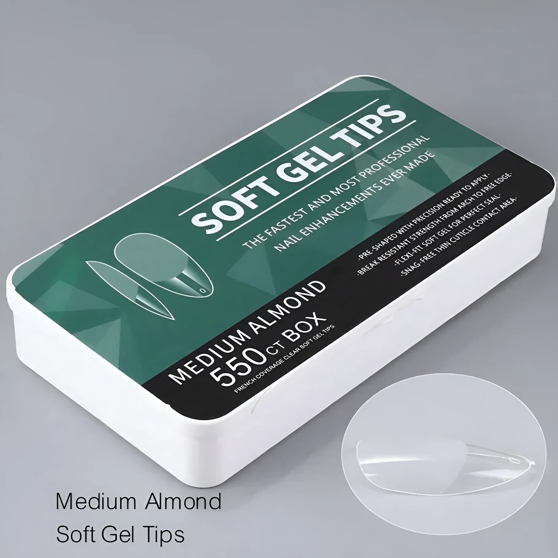 Porcelain white box of 550 ultra-thin seamless frosted nail tips for ladies manicure