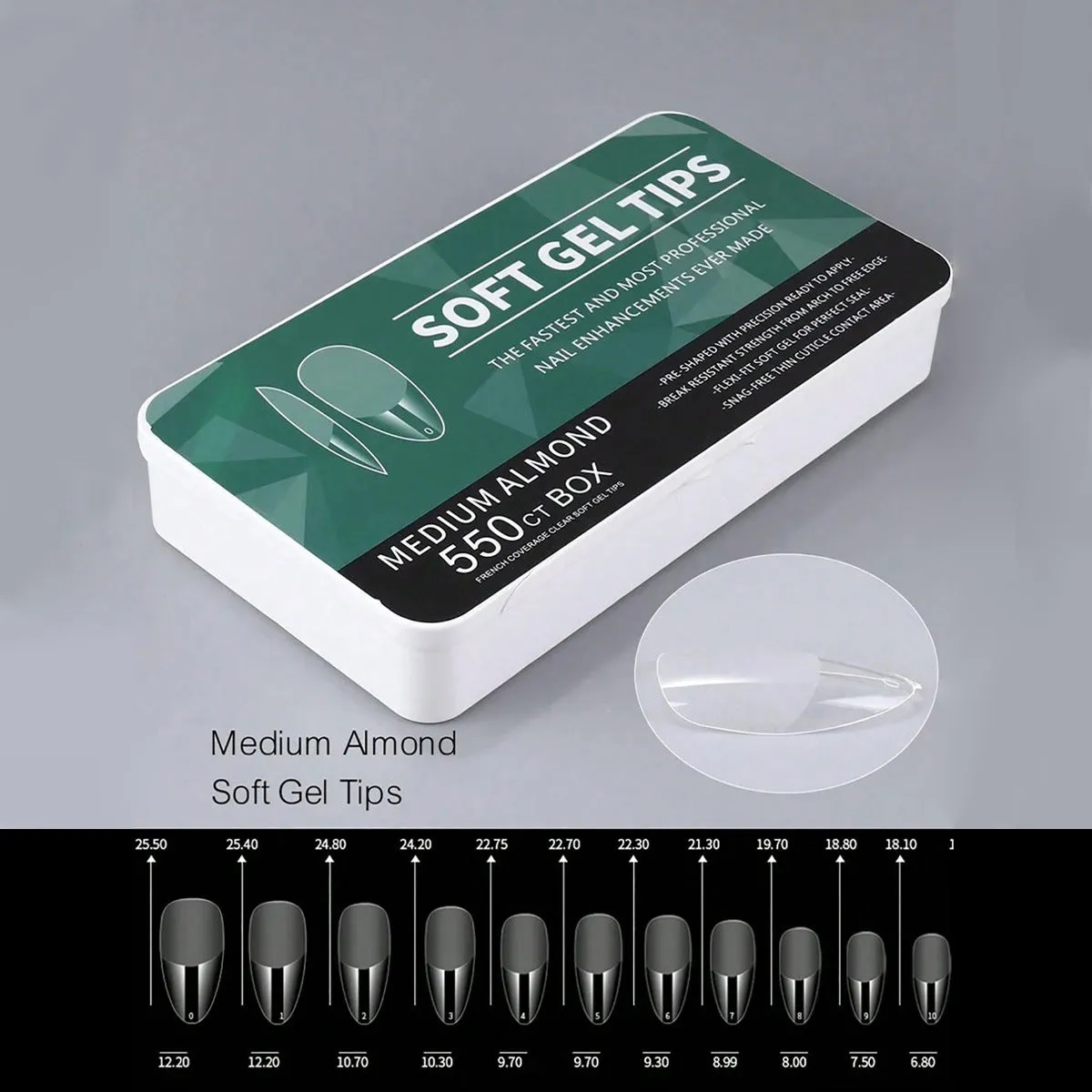 Porcelain white box of 550 ultra-thin seamless frosted nail tips for ladies manicure