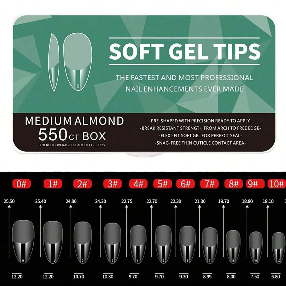 Porcelain white box of 550 ultra-thin seamless frosted nail tips for ladies manicure