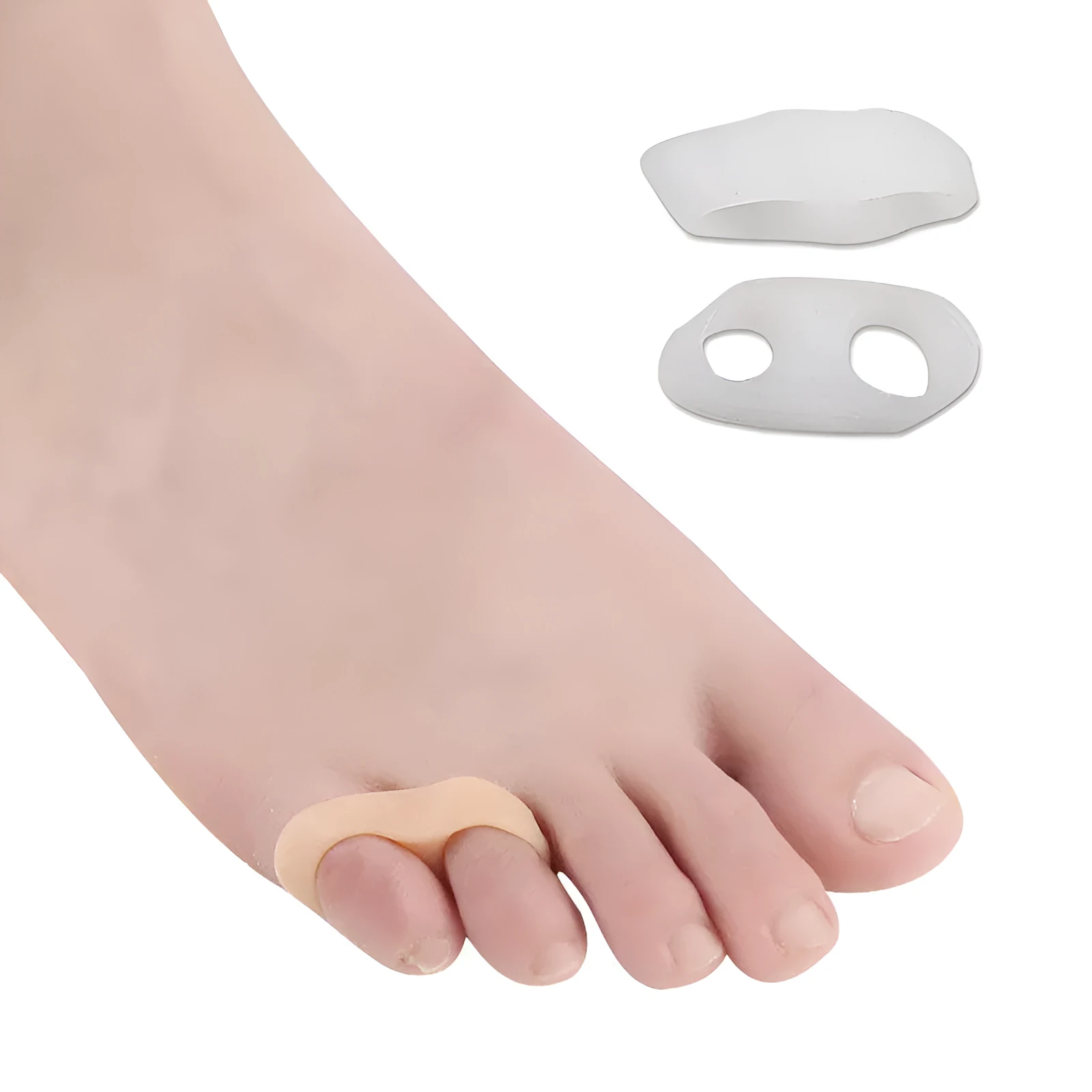Little thumb valgus split toe separator double ring small toe straightener SEBS material skin colour white