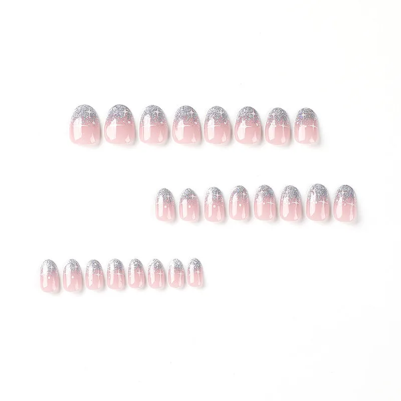 White Asterism Short Wear Armor wearable nail stickers in French sweet cool style with 24 manicure tablets and glue