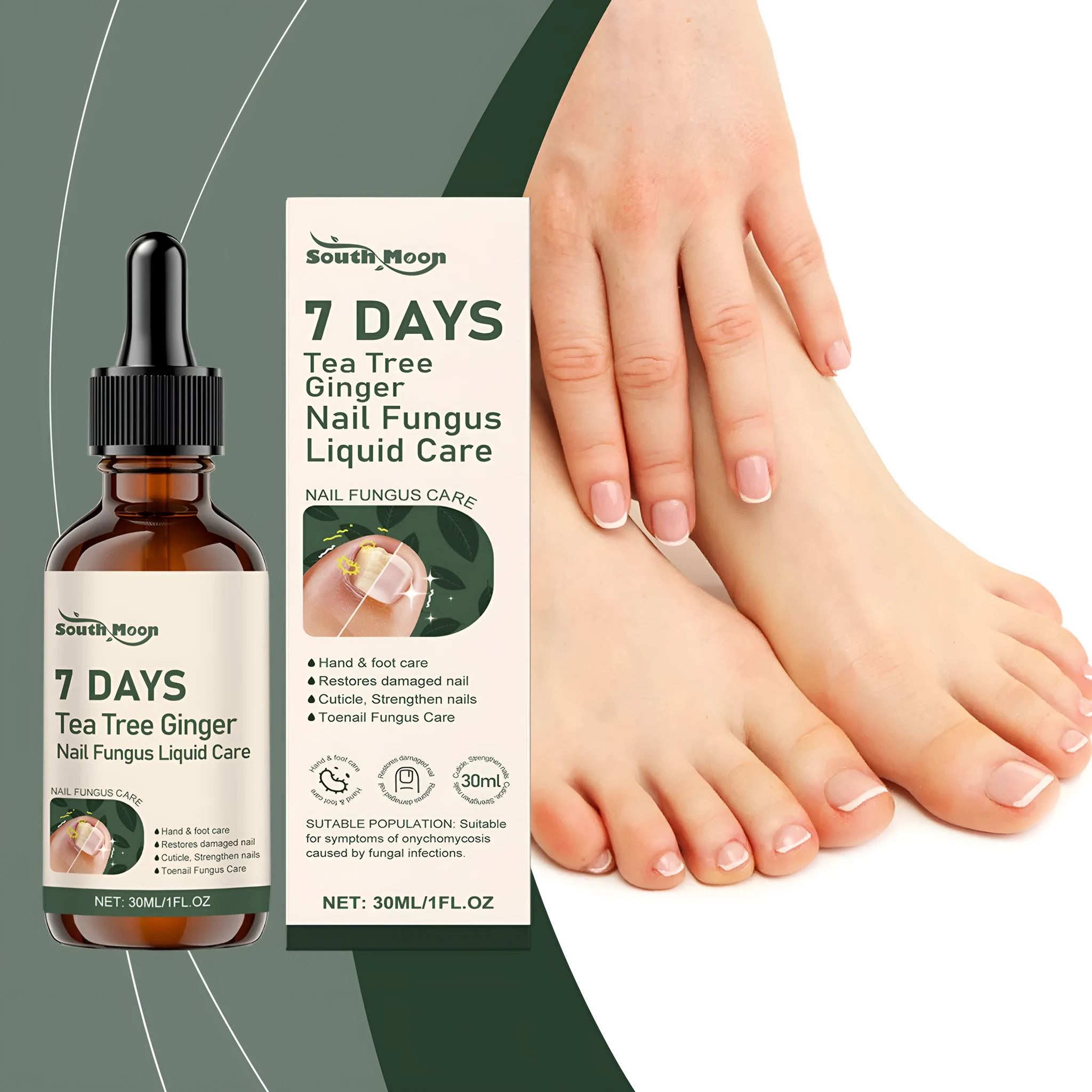 30ml bottle of mild nail brightening and nourishing care solution for daily use.