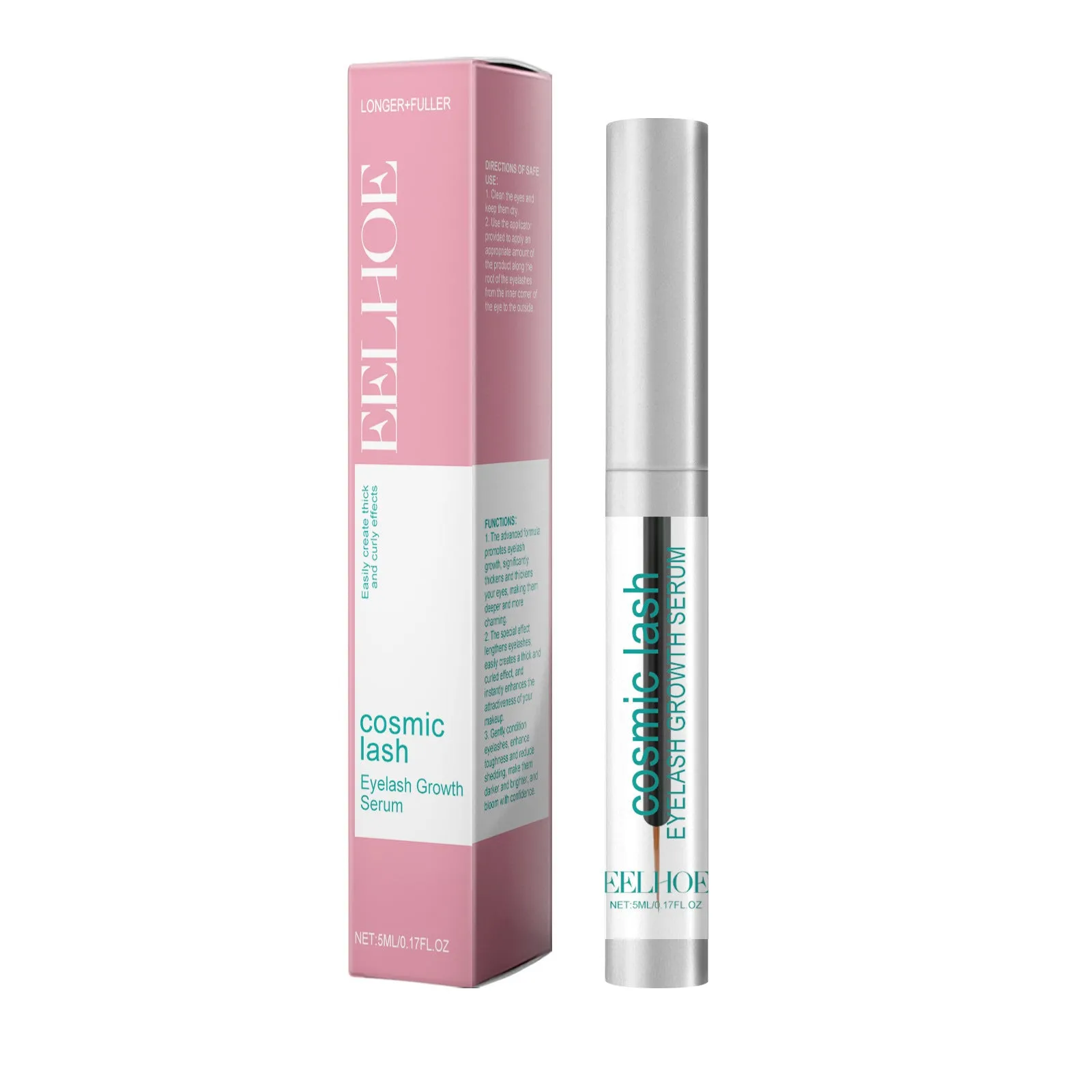 Natural makeup eyelash liquid in compact tube, 5ml with camellia-seed oil and vitamin E