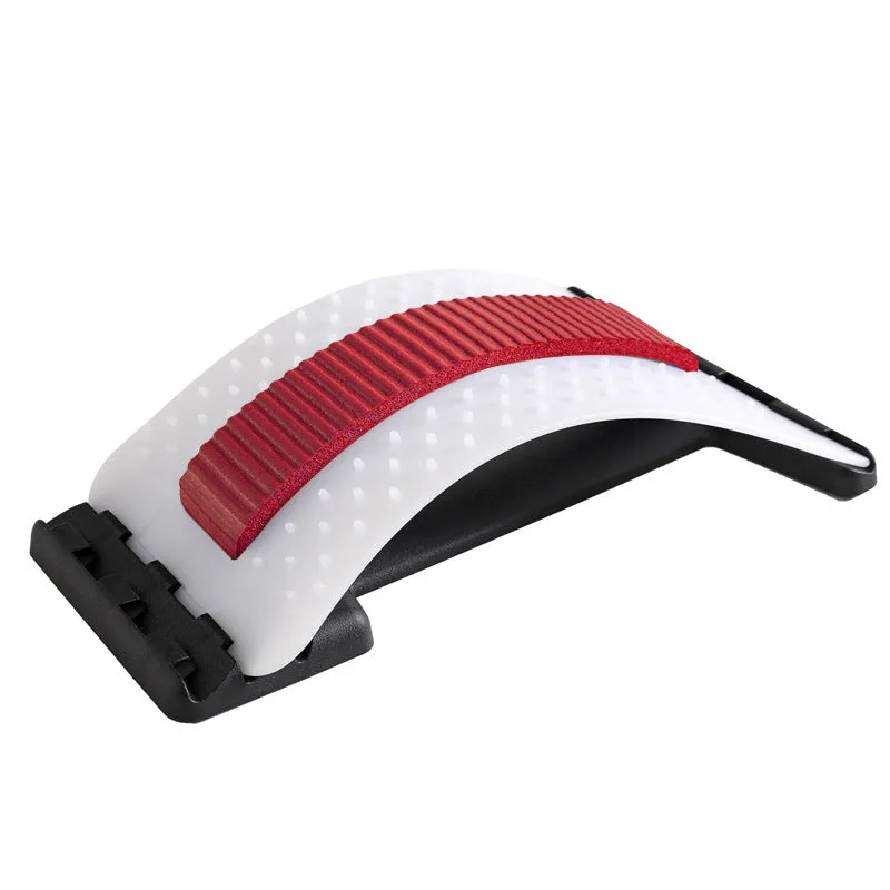 Black adjustable lumbar back massager with 96 acupressure pins and 10 magnetic points for pain relief