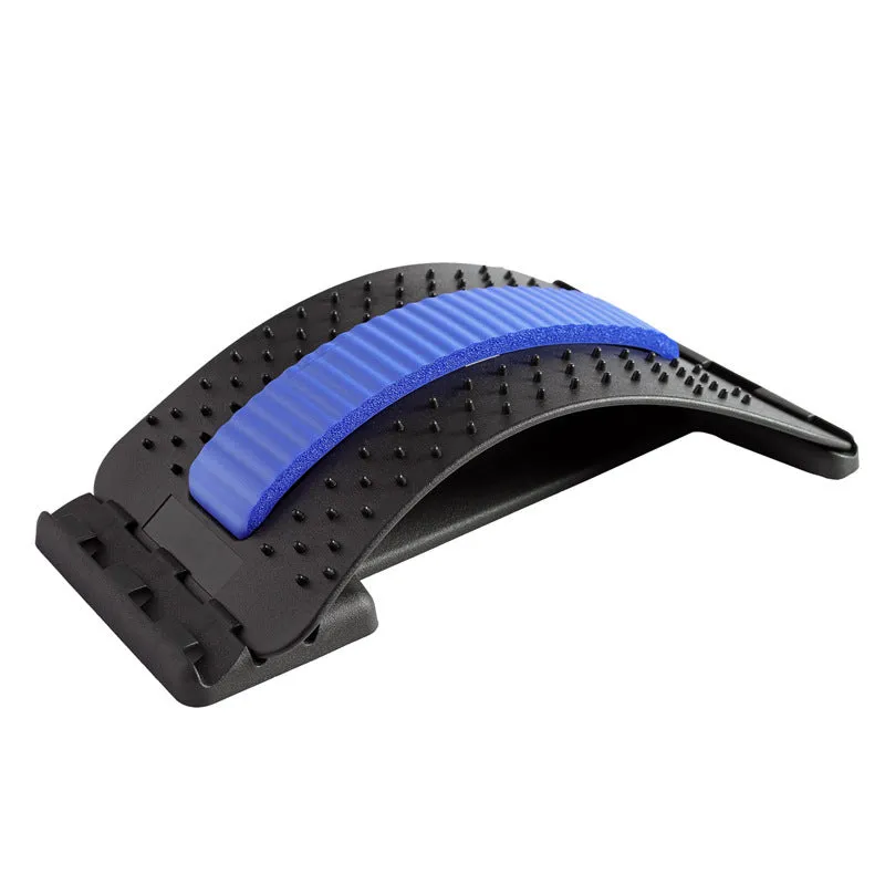 Black adjustable lumbar back massager with 96 acupressure pins and 10 magnetic points for pain relief