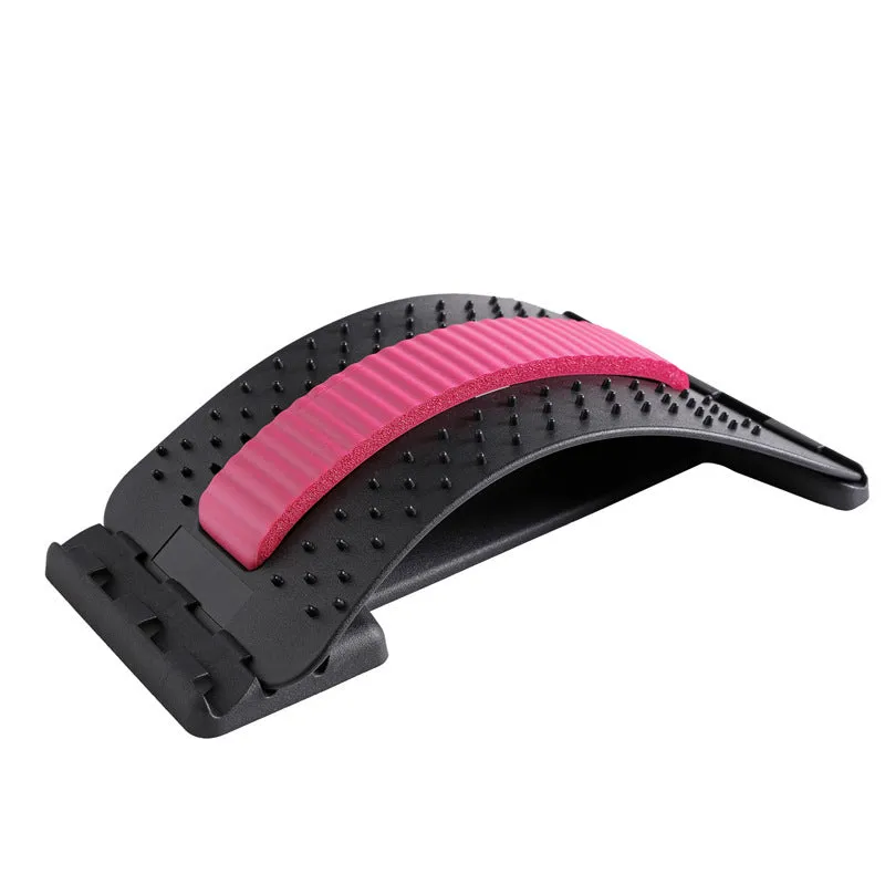 Black adjustable lumbar back massager with 96 acupressure pins and 10 magnetic points for pain relief