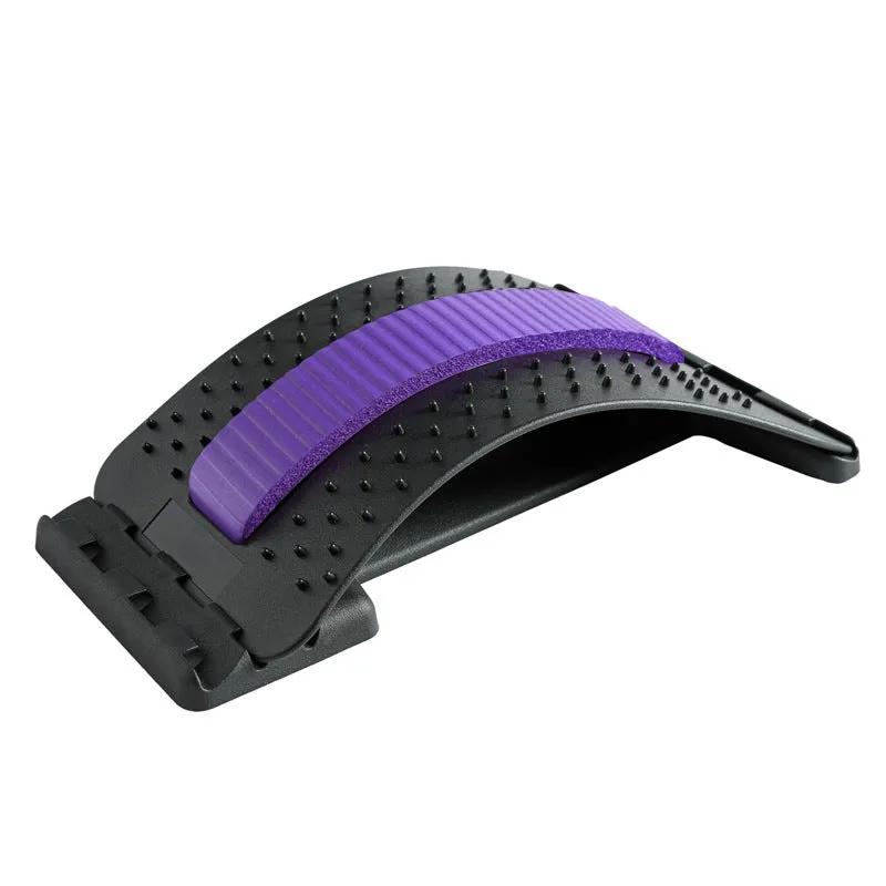 Black adjustable lumbar back massager with 96 acupressure pins and 10 magnetic points for pain relief