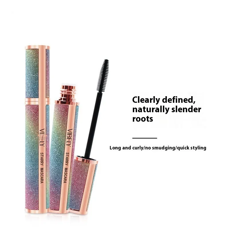 Black waterproof curling mascara for long thick lashes with smudge-resistant formula