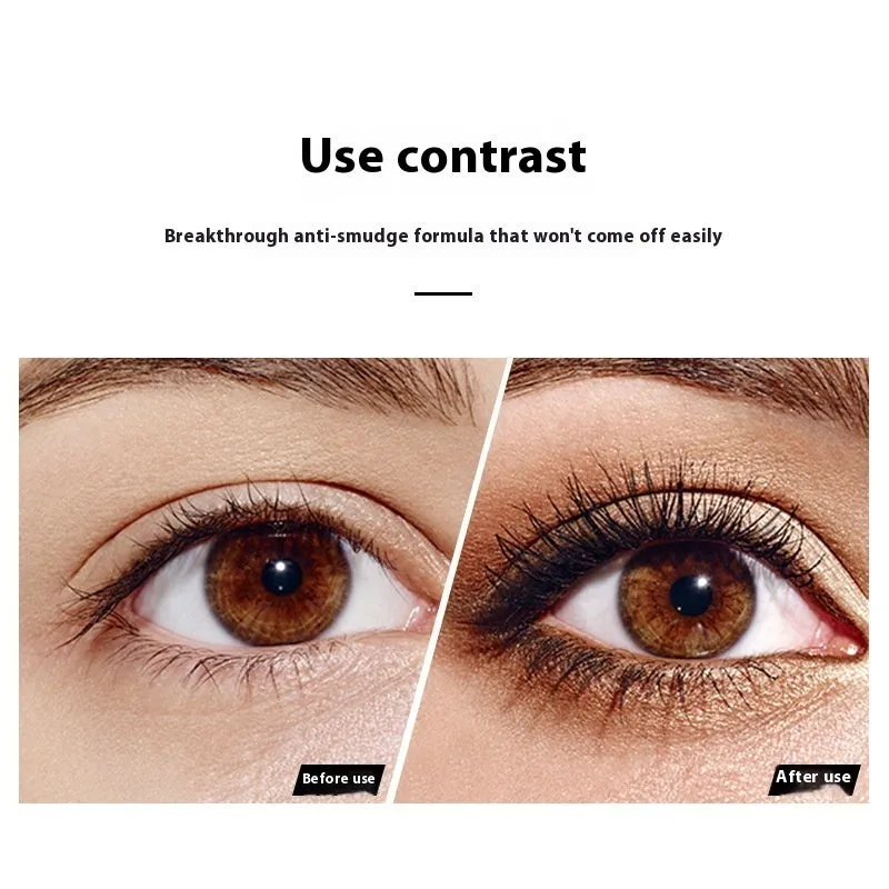 Black waterproof curling mascara for long thick lashes with smudge-resistant formula