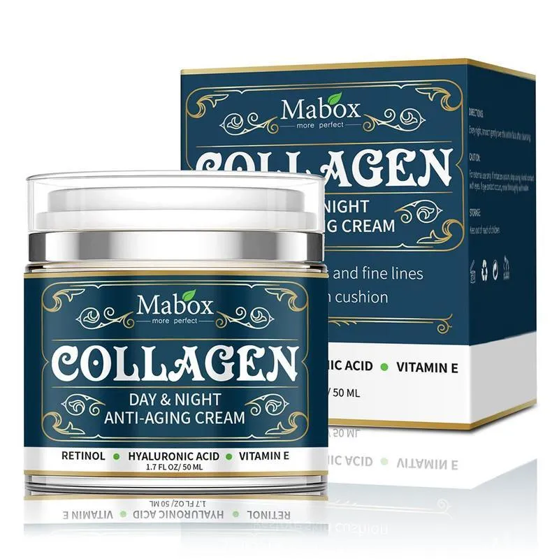 Blue jar of 50g Collagen Moisturizing Facial Cream with SPF10 for day and night use