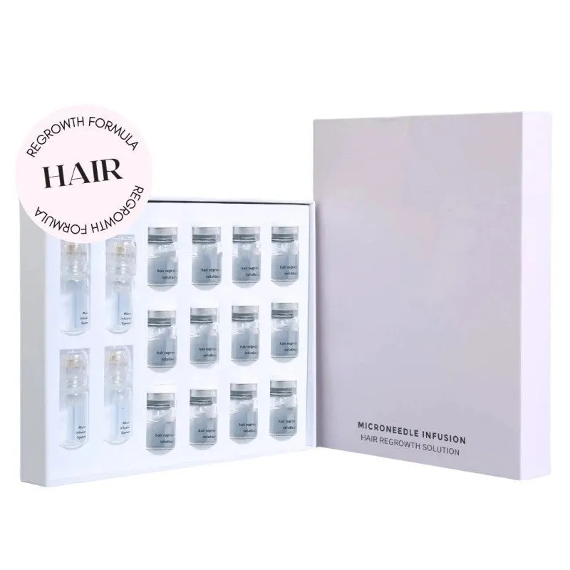 Hair growth micro needle serum set with microneedle and essence ampoules for thinning and frizzy hair