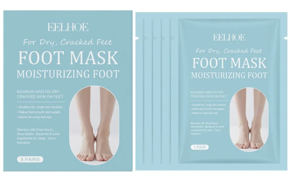 Exfoliating and moisturising foot mask 5 pairs with snail mucin and shea butter